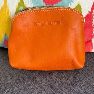 Portland Leather Vibrant Orange Cosmetic Case clementine new!